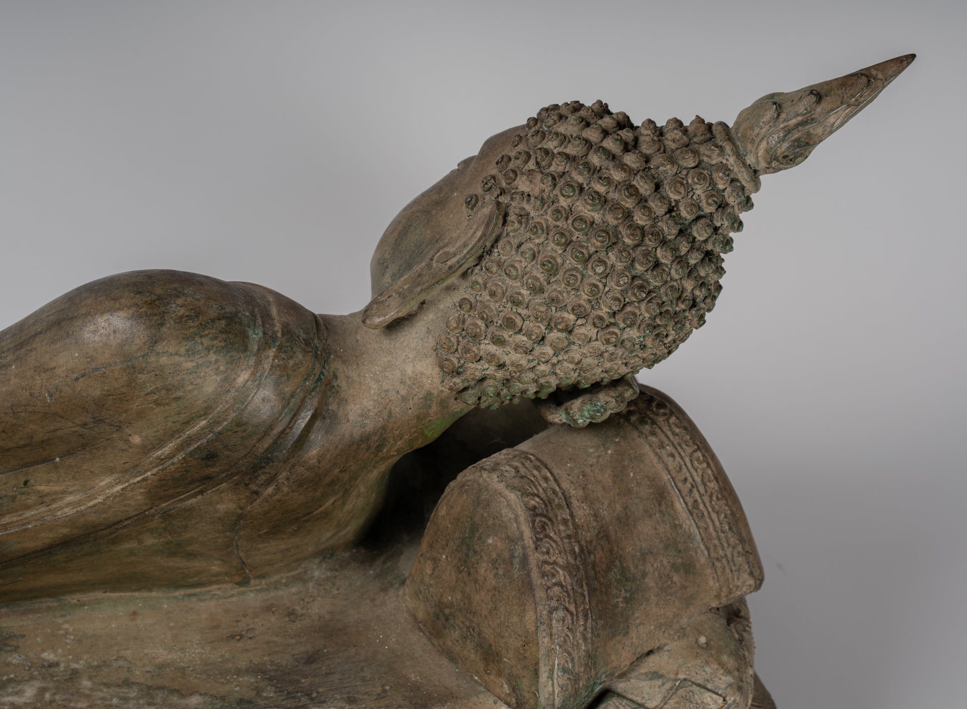 Statua Buddha - Antique Thai Thai Bronzo Sukhothai Reclining Nirvana Buddha Statua - 97cm/39 "