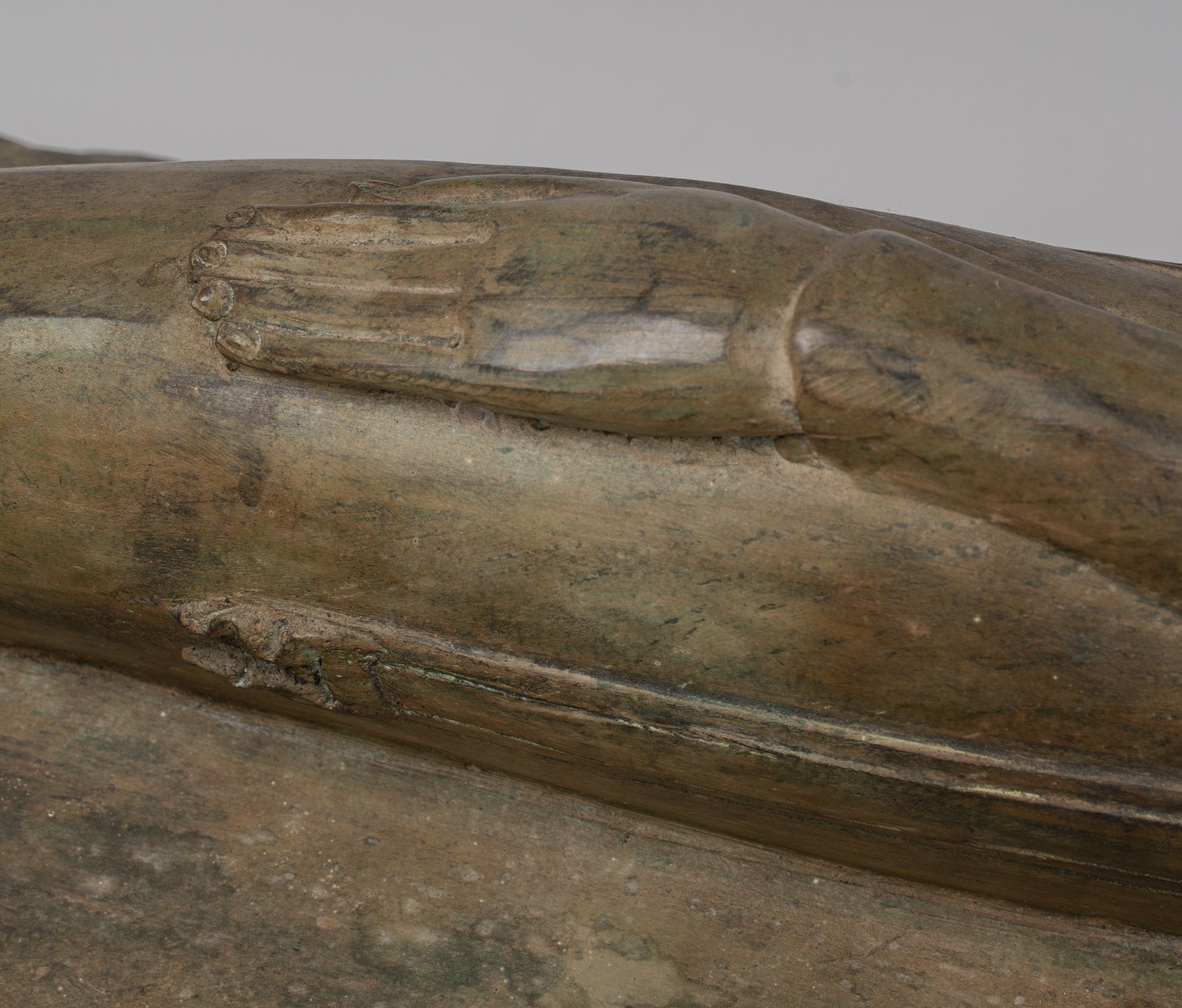 Statua Buddha - Antique Thai Thai Bronzo Sukhothai Reclining Nirvana Buddha Statua - 97cm/39 "