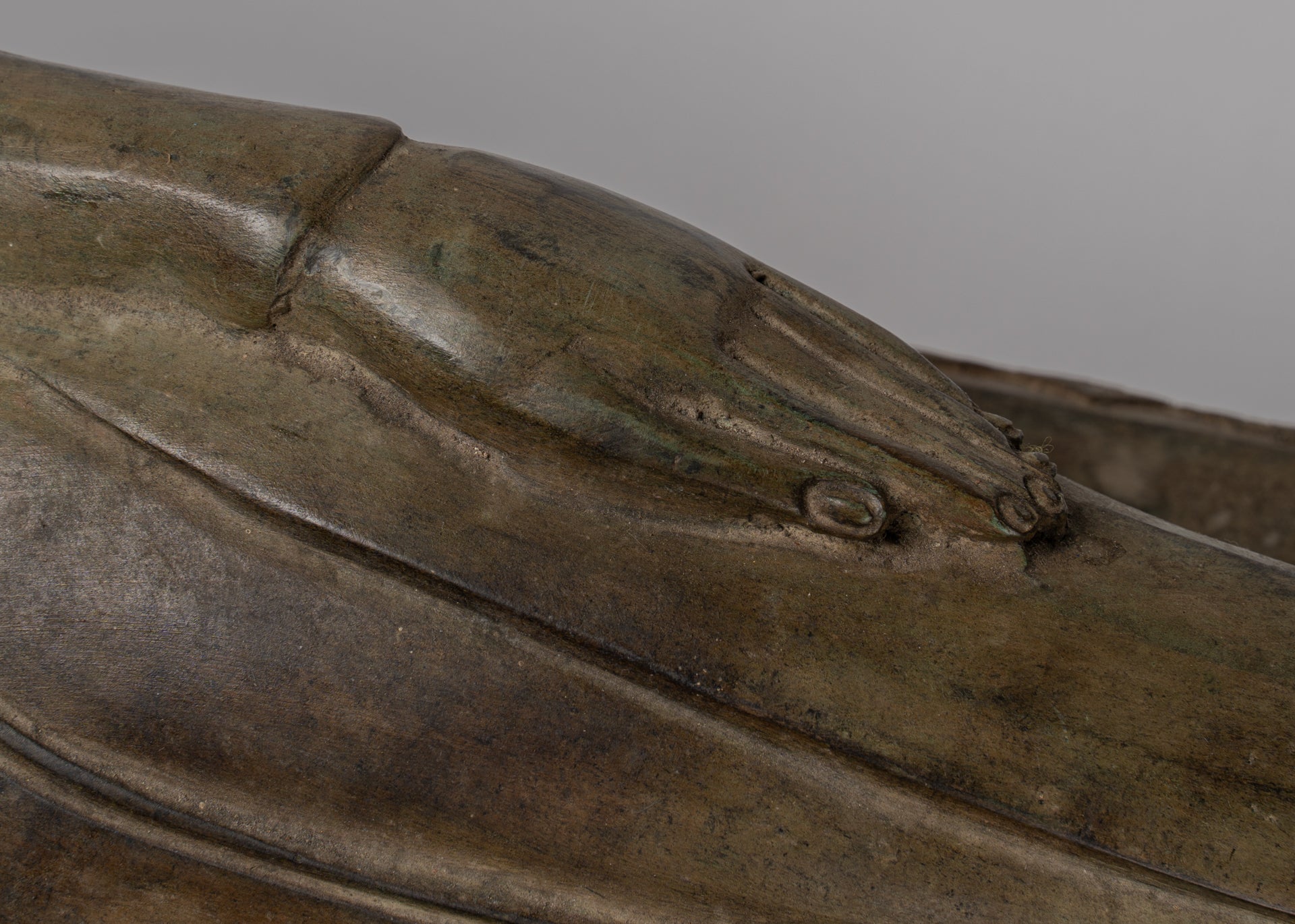 Statua Buddha - Antique Thai Thai Bronzo Sukhothai Reclining Nirvana Buddha Statua - 97cm/39 "