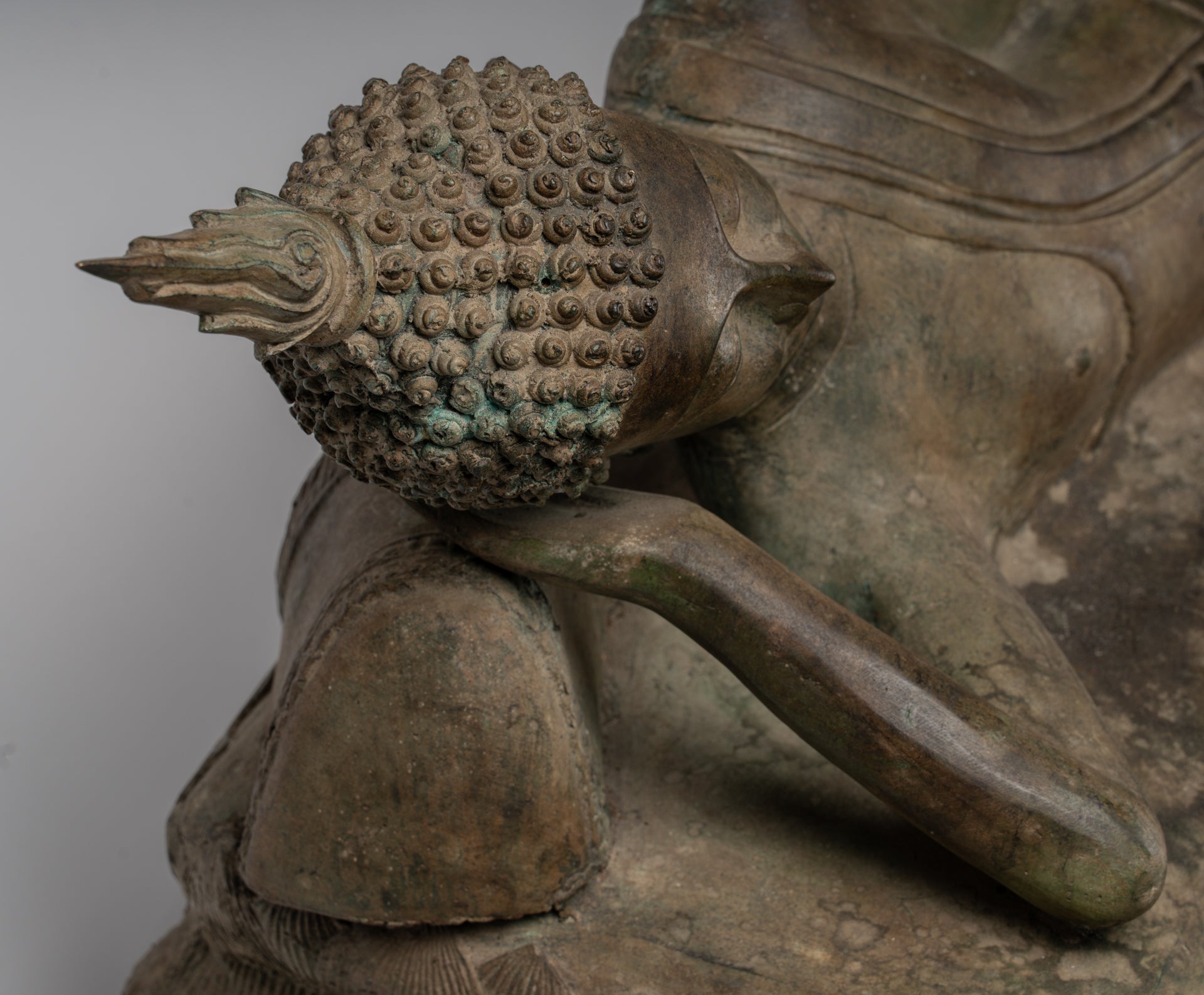 Statua Buddha - Antique Thai Thai Bronzo Sukhothai Reclining Nirvana Buddha Statua - 97cm/39 "