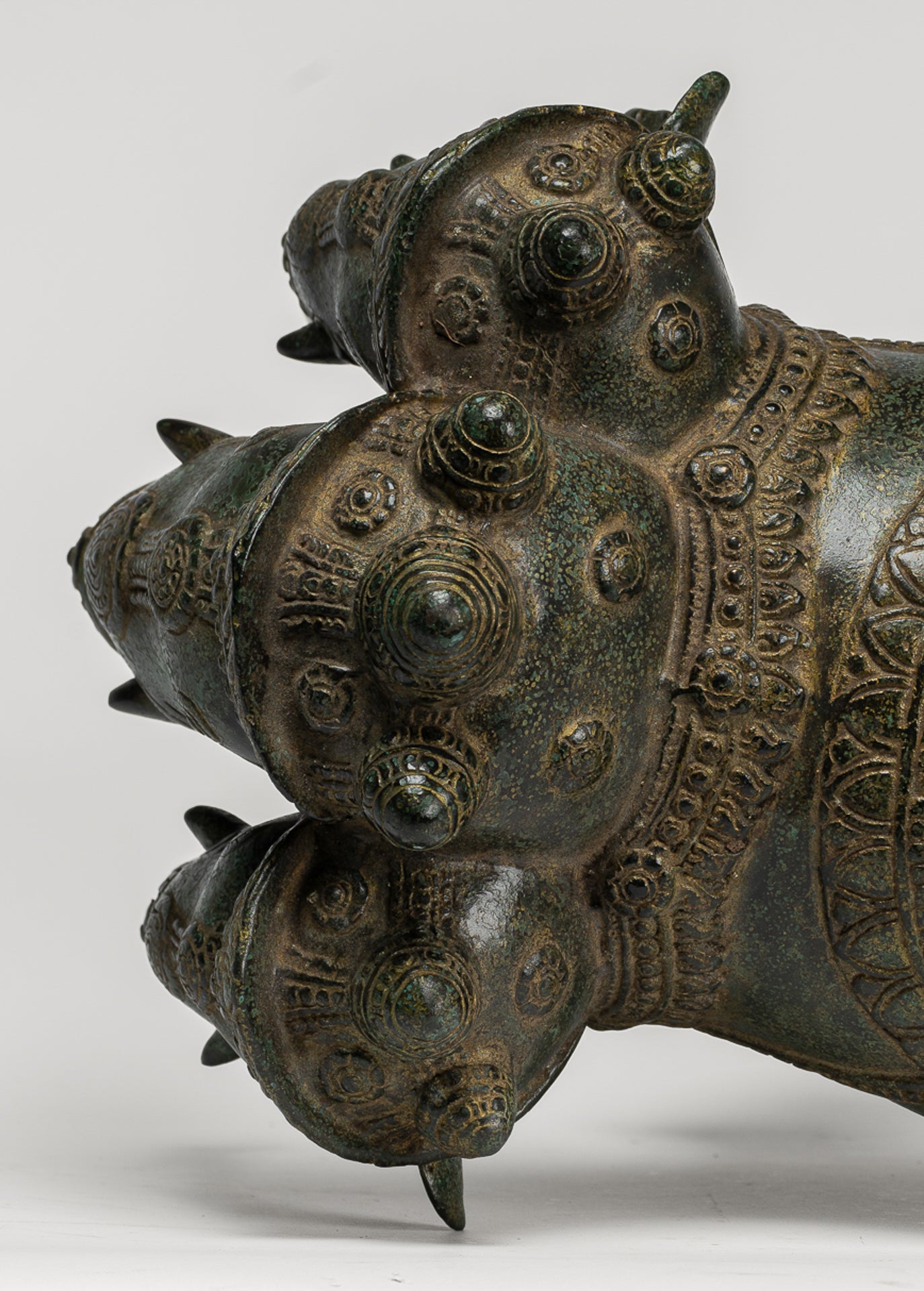 Antique Khmer Style Bronze Erawan Airavata or Elephant Statue - 31cm/12" Tall