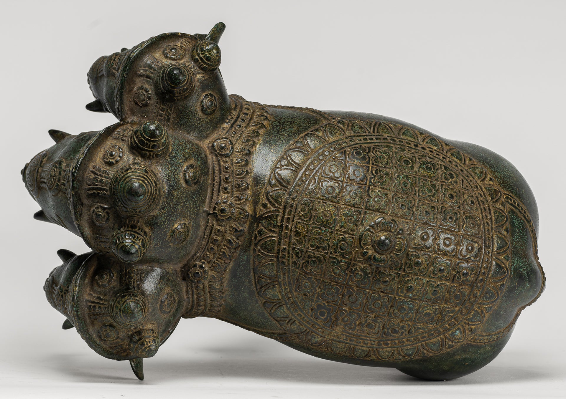 Antique Khmer Style Bronze Erawan Airavata or Elephant Statue - 31cm/12" Tall