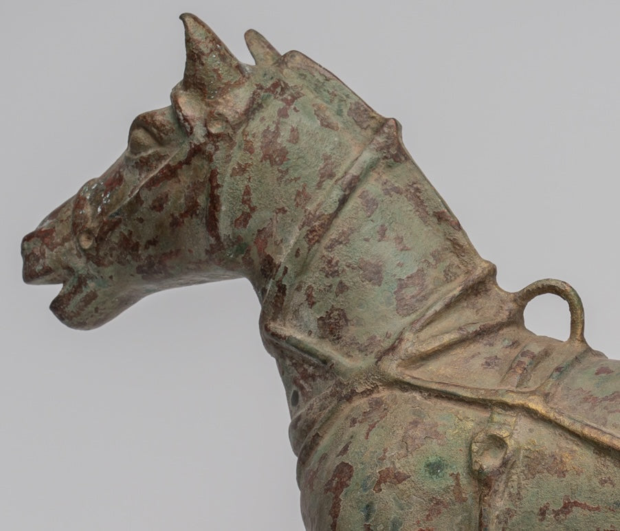 Horse Statue - Antique Chinese Style Standing Bronze Horse - 39cm/16" Tall