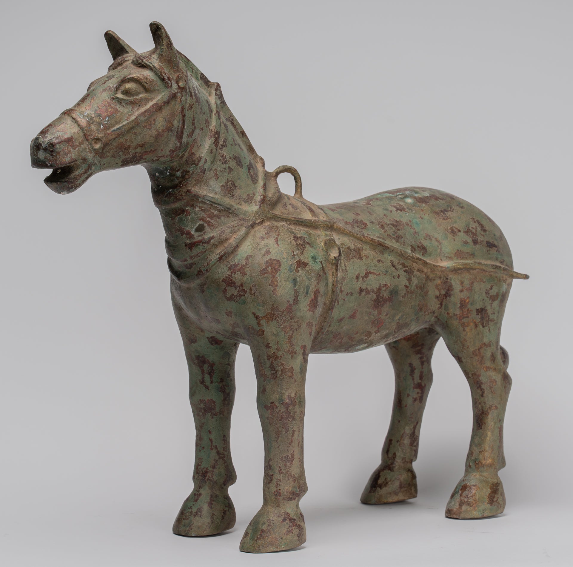 Horse Statue - Antique Chinese Style Standing Bronze Horse - 39cm/16" Tall
