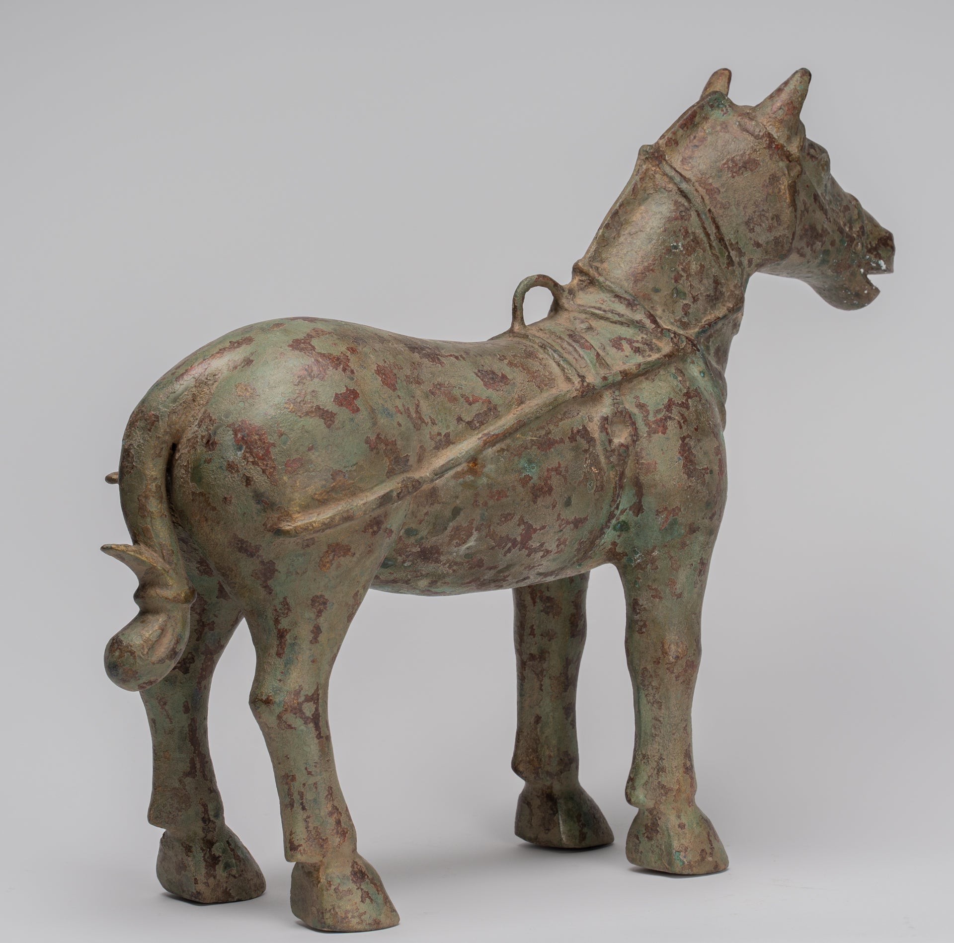 Horse Statue - Antique Chinese Style Standing Bronze Horse - 39cm/16" Tall