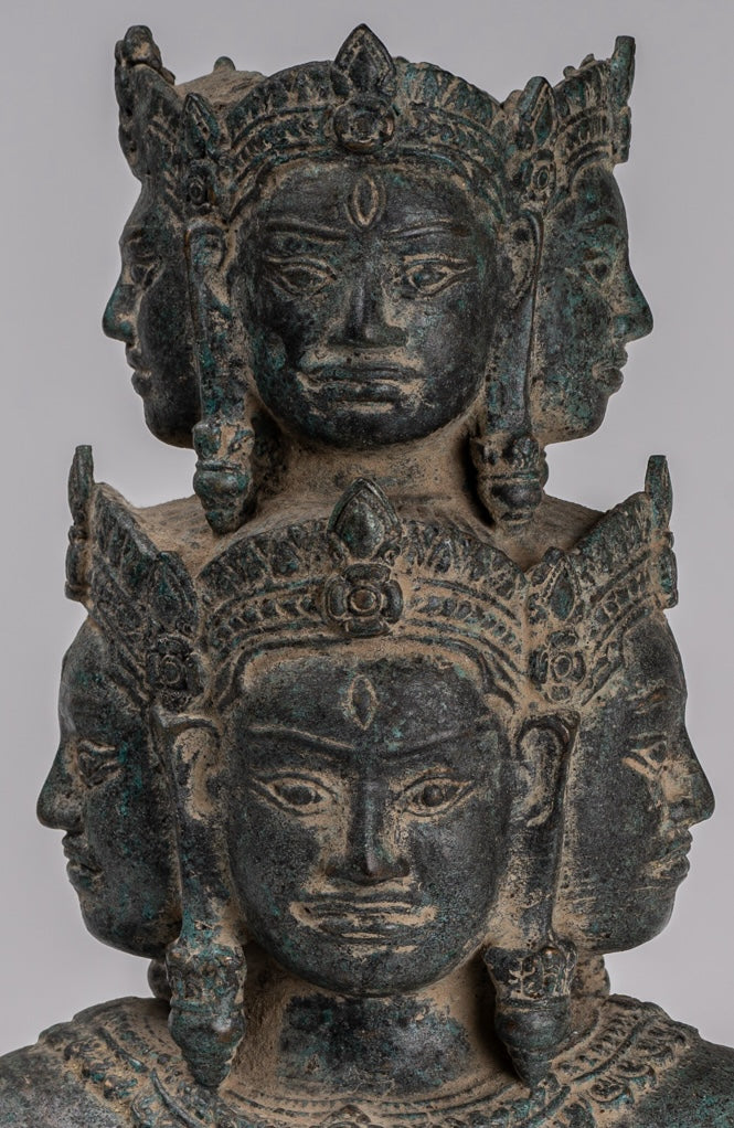 Antique Baphuon Style Mounted Bronze Hevajra Statue - 37cm/15" Tall