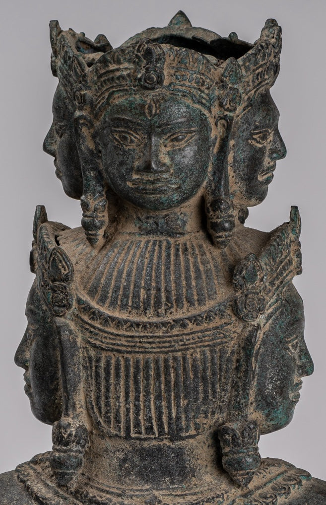 Antique Baphuon Style Mounted Bronze Hevajra Statue - 37cm/15" Tall