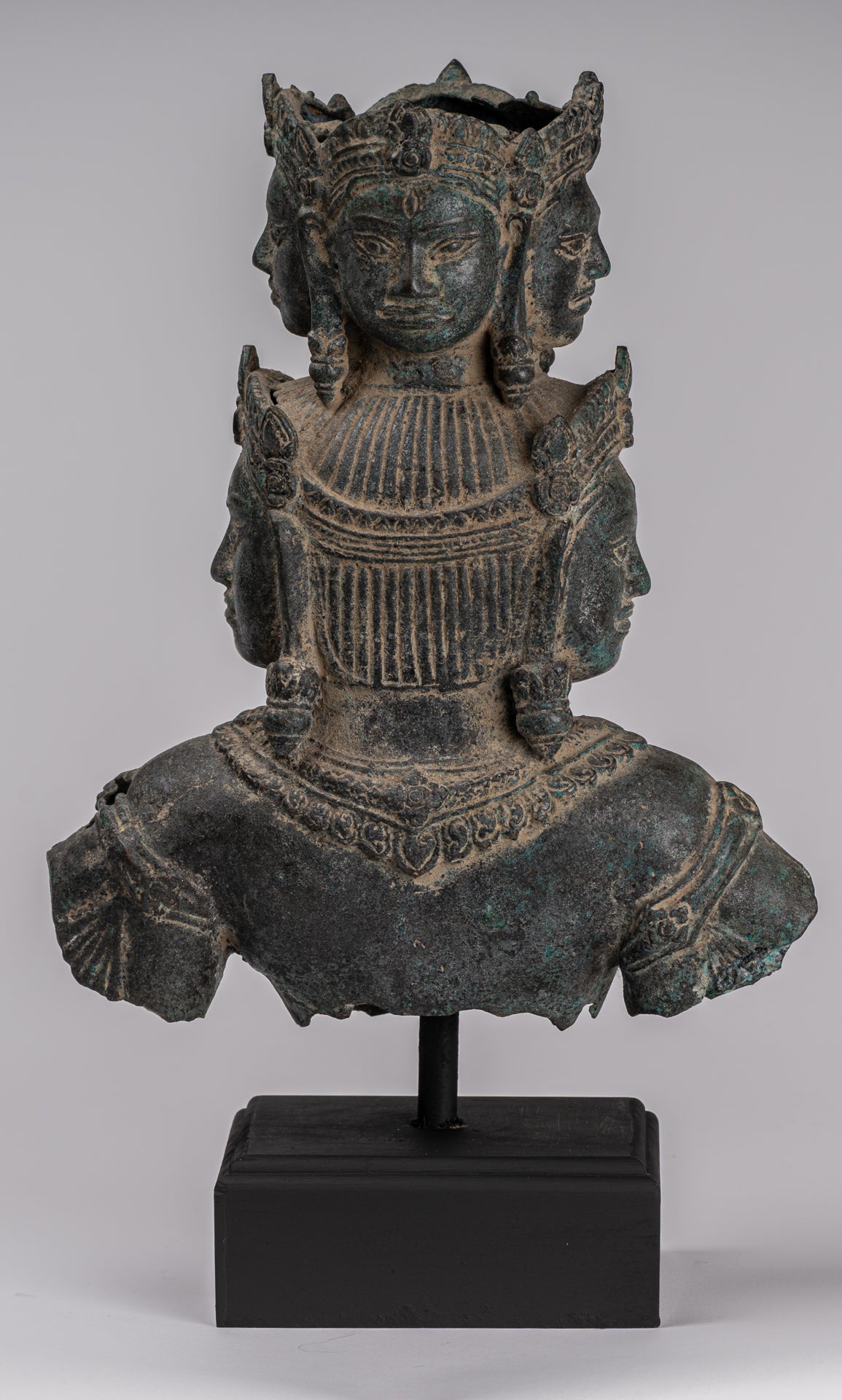 Antique Baphuon Style Mounted Bronze Hevajra Statue - 37cm/15" Tall