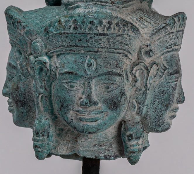 Bodhisattva - Antique Koh Ker Style Mounted Bronze Hevajra Statue - 24cm/10"