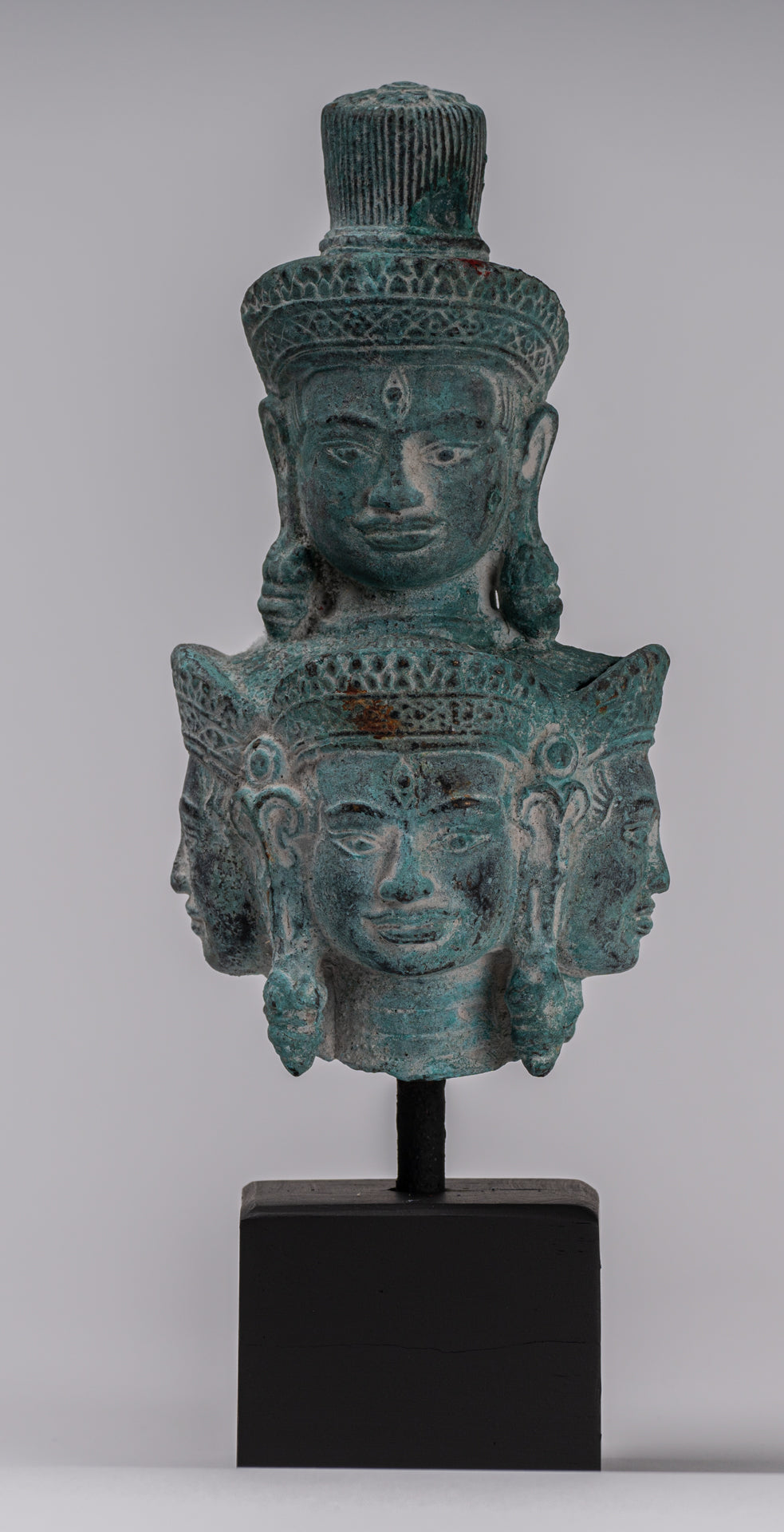 Bodhisattva - Antique Koh Ker Style Mounted Bronze Hevajra Statue - 24cm/10"