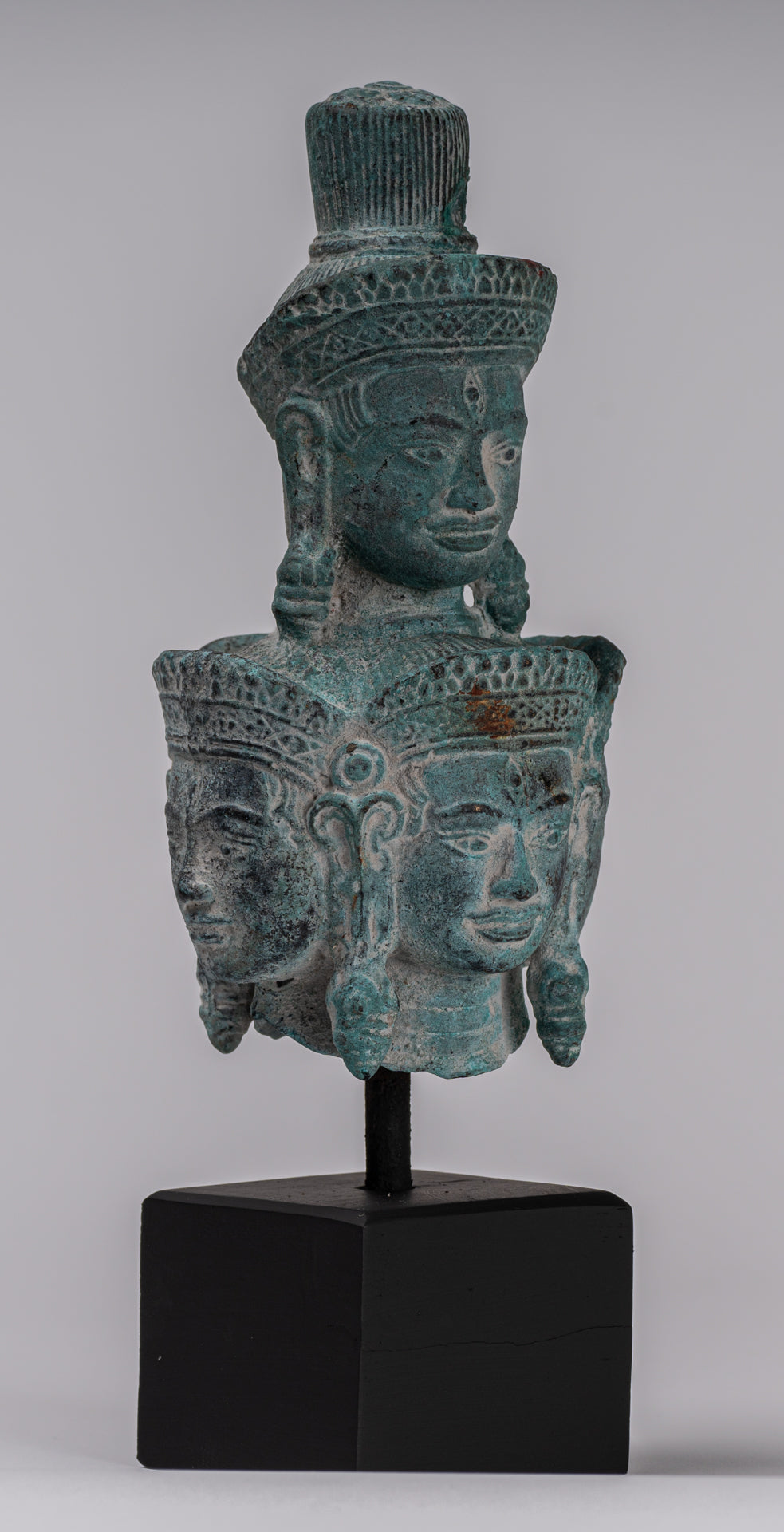 Bodhisattva - Antique Koh Ker Style Mounted Bronze Hevajra Statue - 24cm/10"