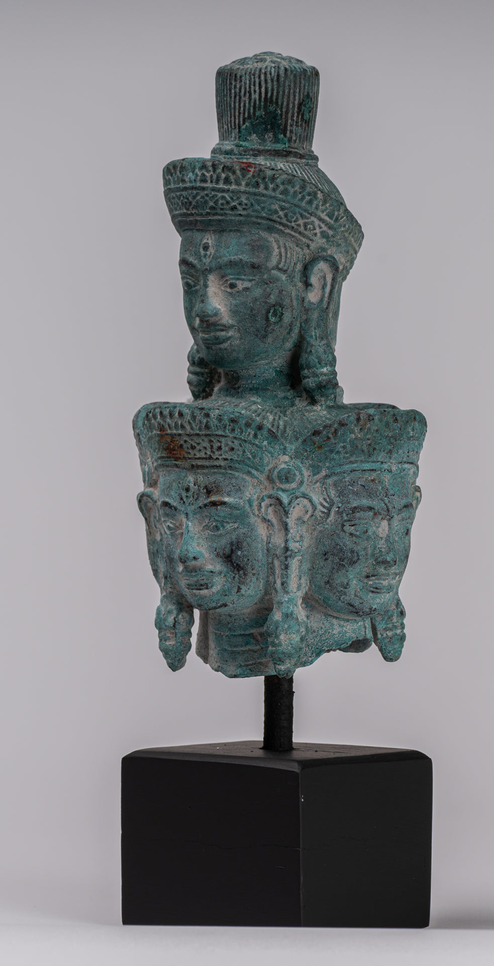 Bodhisattva - Antique Koh Ker Style Mounted Bronze Hevajra Statue - 24cm/10"