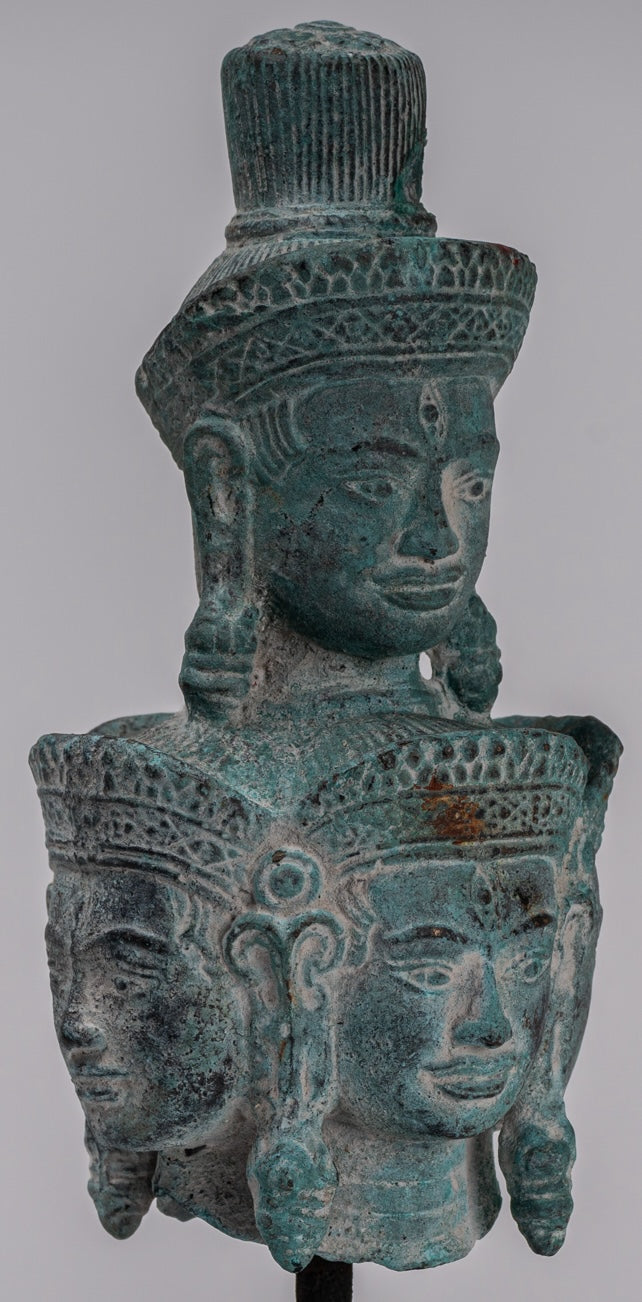 Bodhisattva - Antique Koh Ker Style Mounted Bronze Hevajra Statue - 24cm/10"