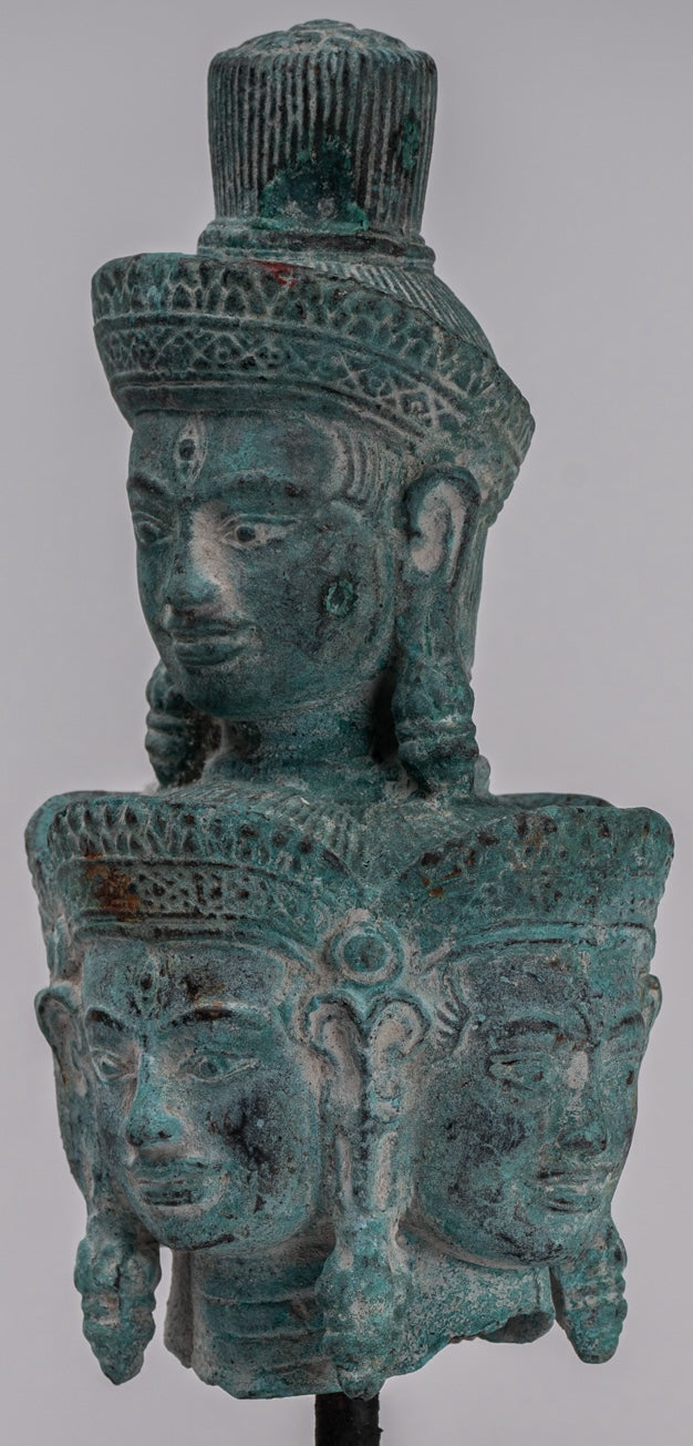 Bodhisattva - Antique Koh Ker Style Mounted Bronze Hevajra Statue - 24cm/10"