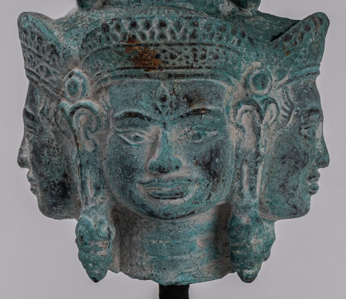 Bodhisattva - Antique Koh Ker Style Mounted Bronze Hevajra Statue - 24cm/10"