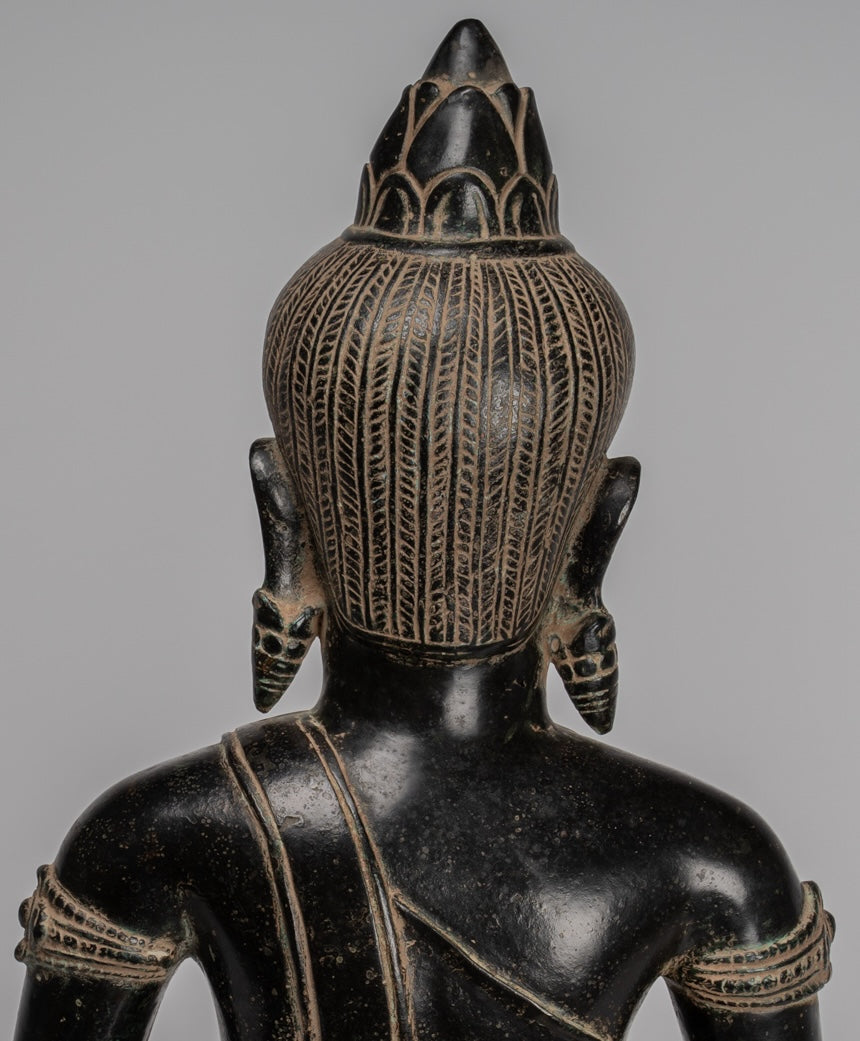 Buddha Statue - Antique Khmer Style Bronze Enlightenment Bayon Buddha Statue - 57cm/23"