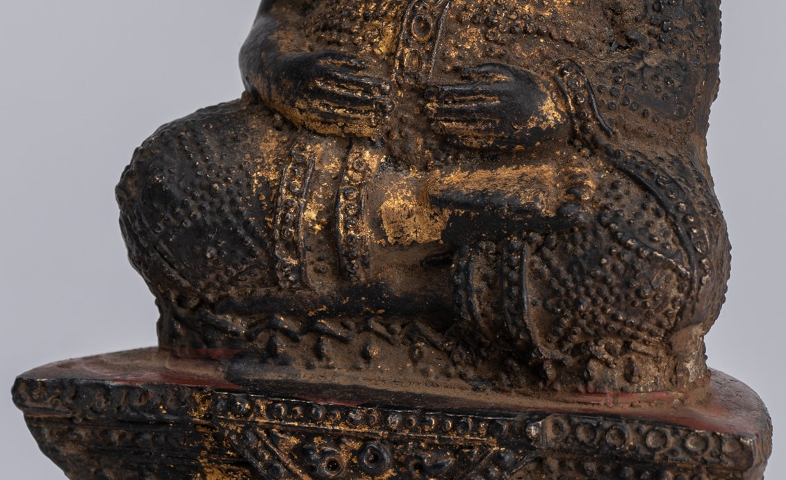 Statua Buddha - Antique Thai Thai Bronze Rattanakosin Happy, Fat, ridendo statua di Buddha - 14 cm/6 "