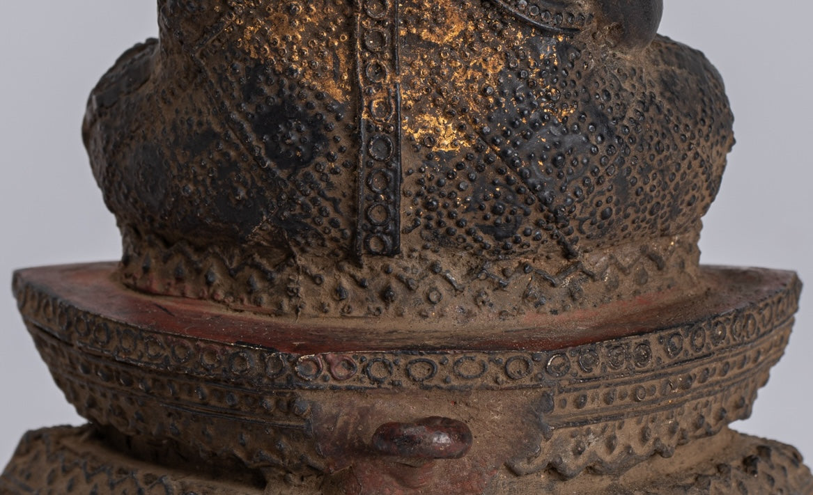 Statua Buddha - Antique Thai Thai Bronze Rattanakosin Happy, Fat, ridendo statua di Buddha - 14 cm/6 "