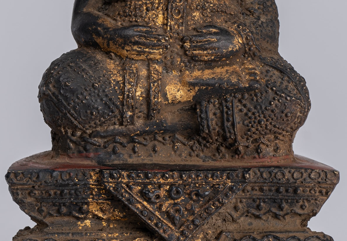 Statua Buddha - Antique Thai Thai Bronze Rattanakosin Happy, Fat, ridendo statua di Buddha - 14 cm/6 "