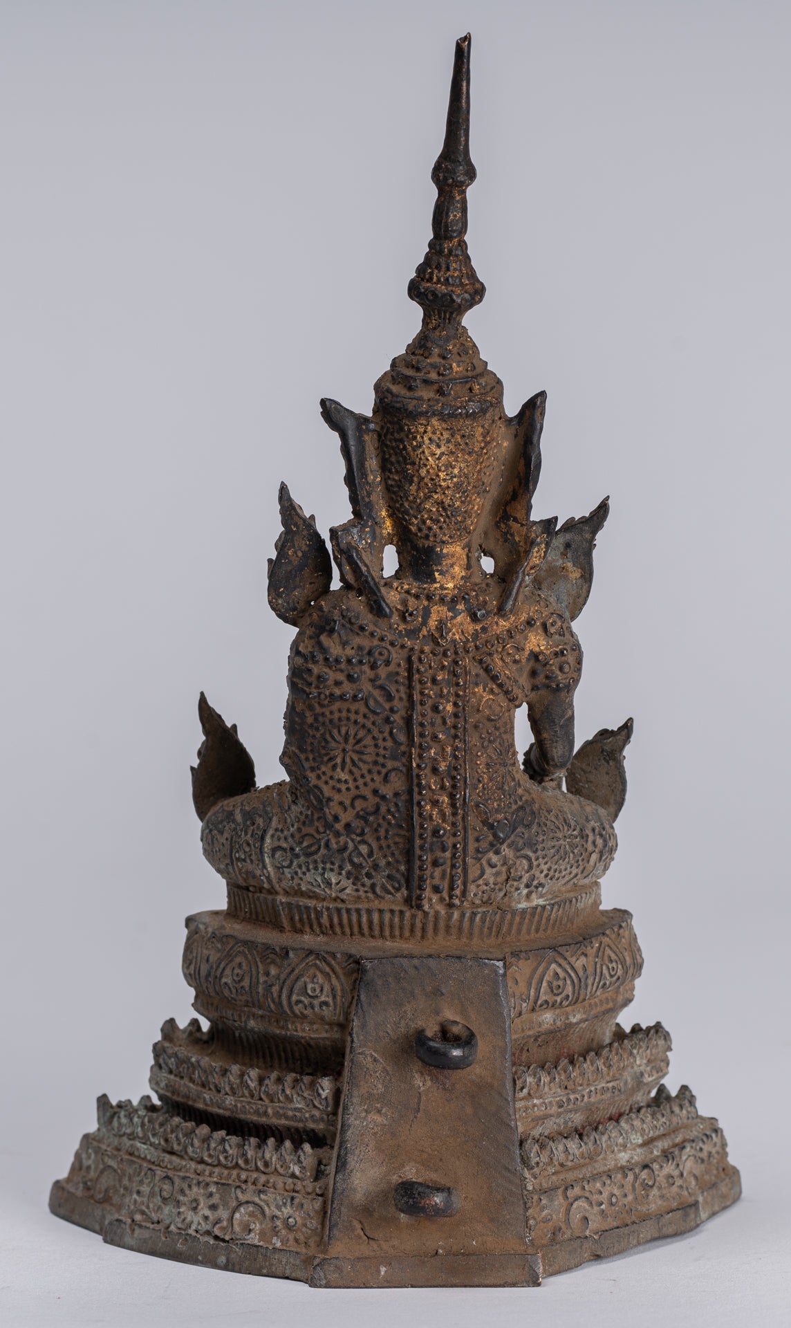 Buddha Statue - Antique Thai Style Bronze Rattanakosin Enlightenment Buddha Statue - 21cm/8"