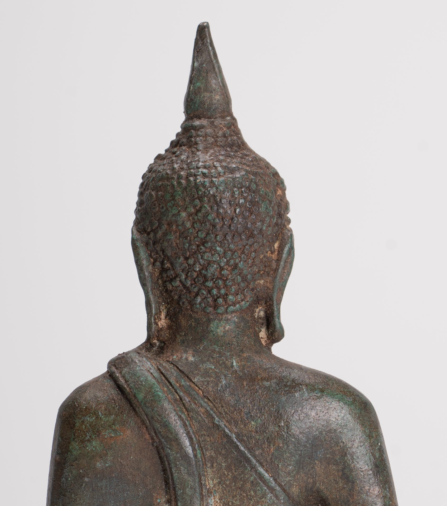 Buddha Sculpture - Antique Thai Style Bronze Seated Sukhothai Meditation Buddha Statue - 15cm/6"