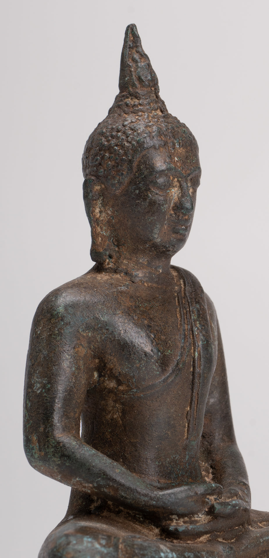 Buddha Sculpture - Antique Thai Style Bronze Seated Sukhothai Meditation Buddha Statue - 15.5cm/6"
