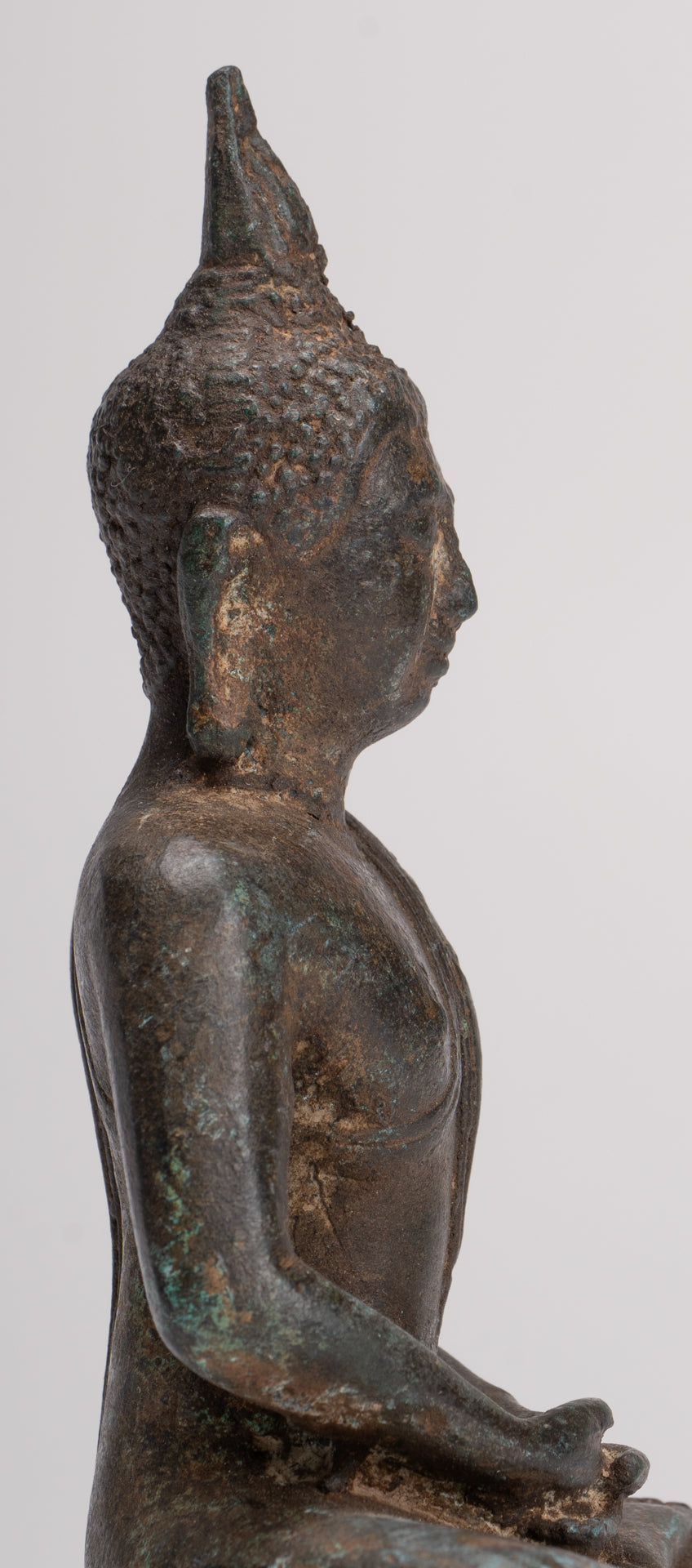 Buddha Sculpture - Antique Thai Style Bronze Seated Sukhothai Meditation Buddha Statue - 15.5cm/6"