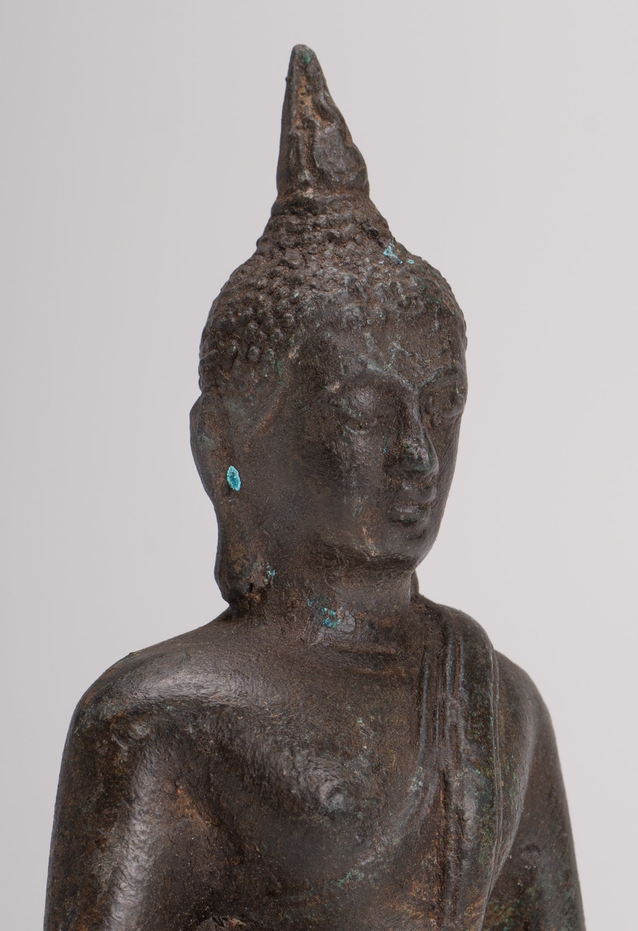 Buddha Sculpture - Antique Thai Style Bronze Seated Sukhothai Meditation Buddha Statue - 15cm/6"