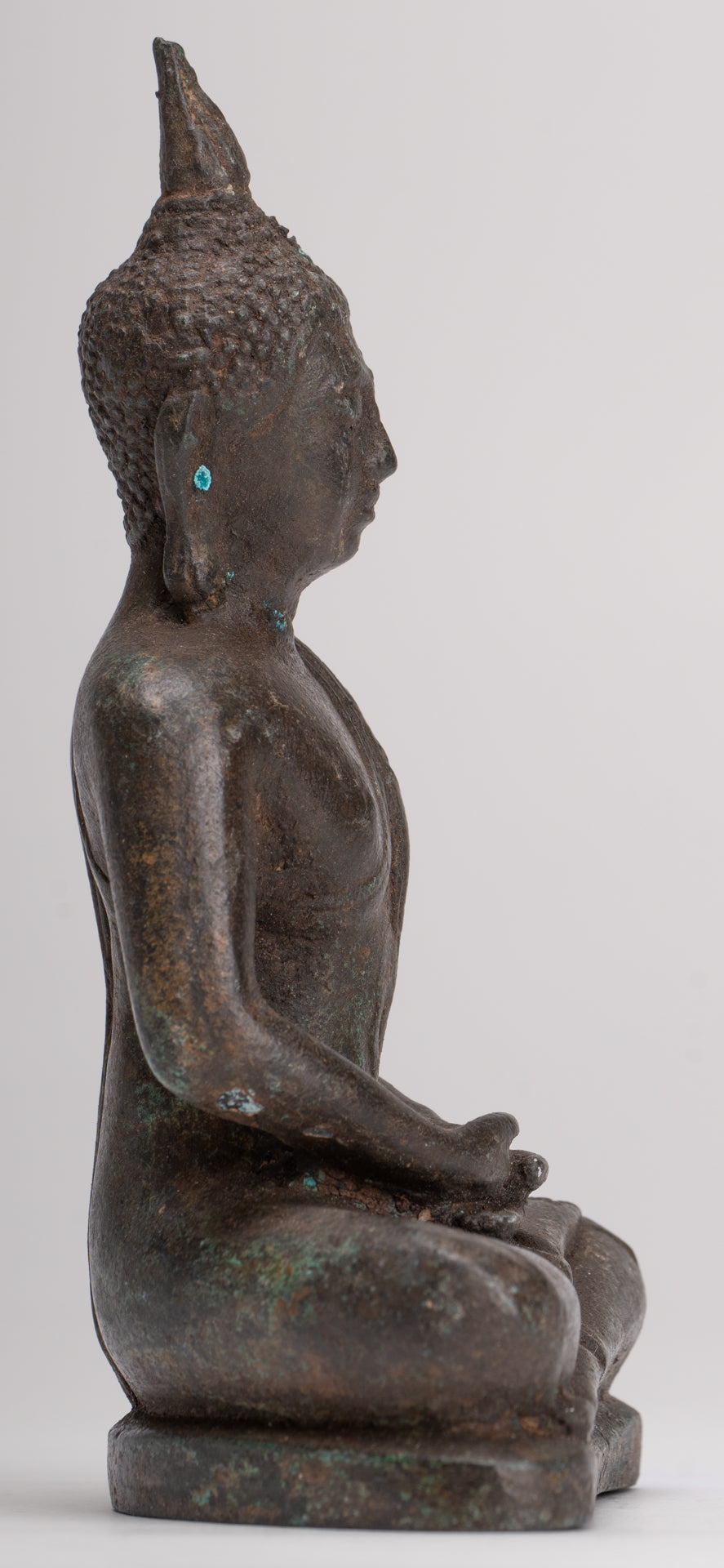 Buddha Sculpture - Antique Thai Style Bronze Seated Sukhothai Meditation Buddha Statue - 15cm/6"
