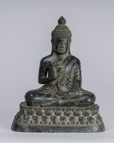 Buda - Estatua de la enseñanza de la enseñanza de bronce de estilo jemer antiguo - 19cm/6 "