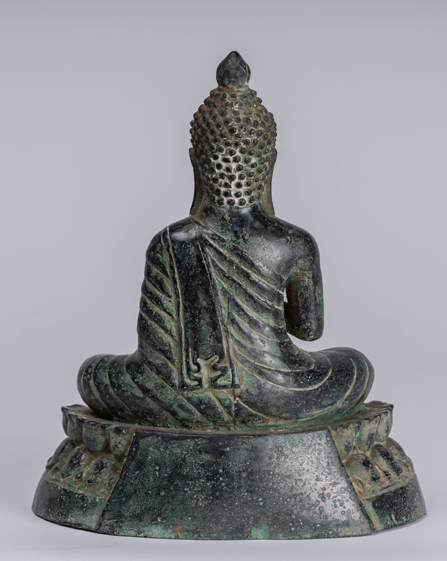 Buddha - Antique Khmer in stile Bronzo Insegnamento in trono Buddha Statua - 19cm/6 "