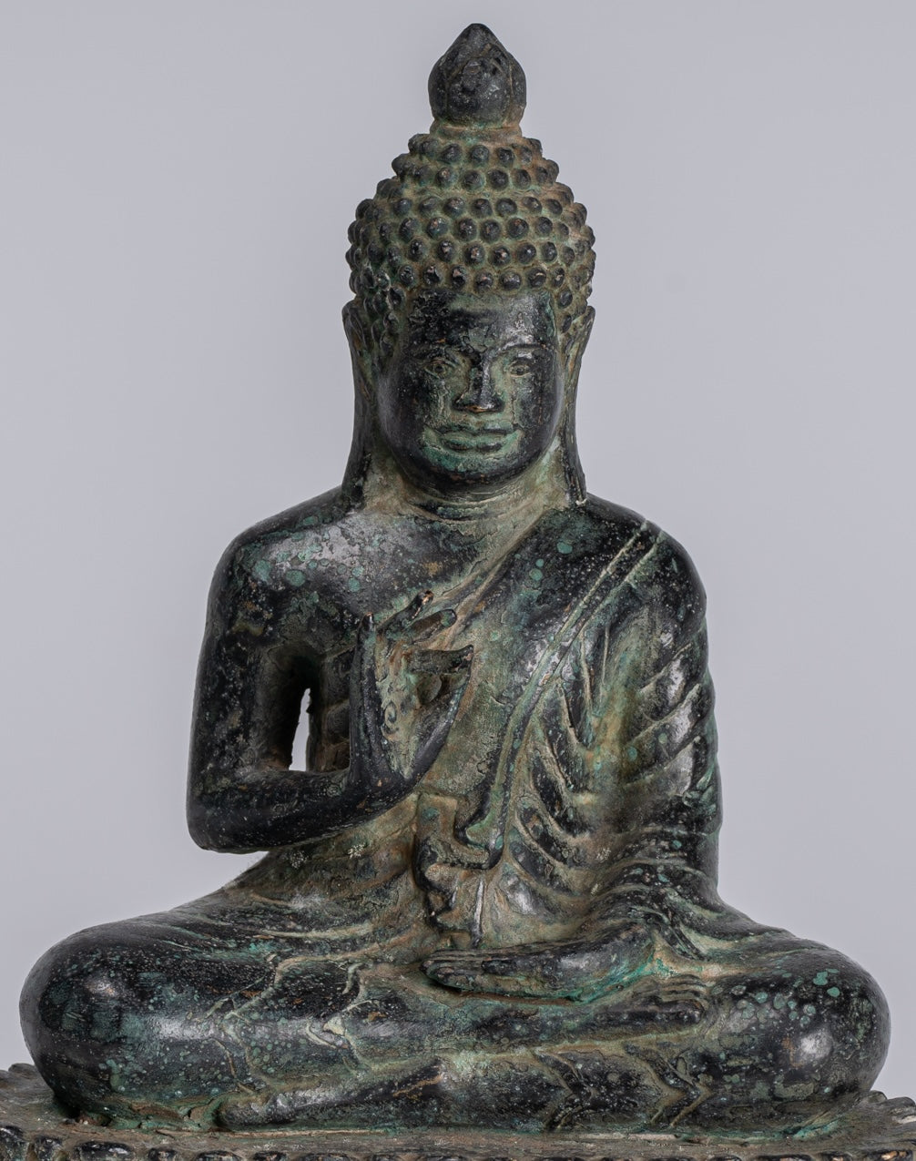 Buddha - Antique Khmer in stile Bronzo Insegnamento in trono Buddha Statua - 19cm/6 "