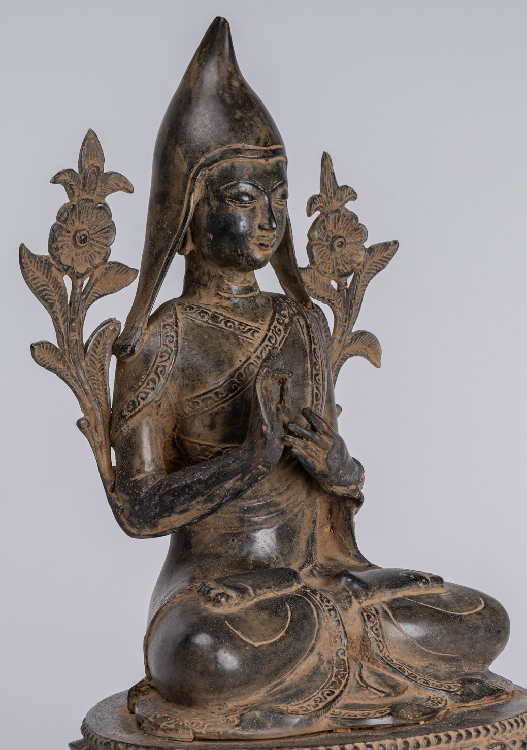 Statua Lama - Antique in stile Tibet Seduto Insegnamento Lama Statua - 33cm/13 "