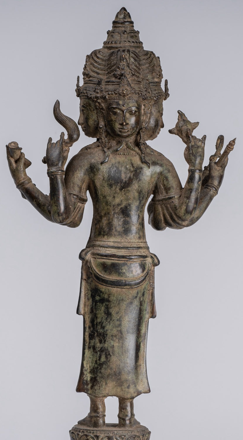 Estatua de Brahma - Estatua de bronce de bronce de bronce de estilo indonesio antiguo - 50 cm/20 "