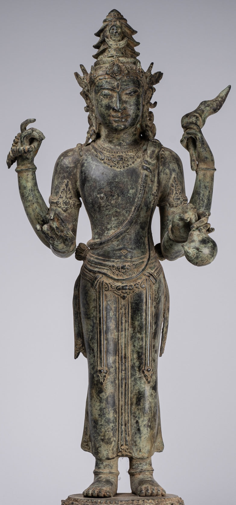 Estatua Shiva - Estatua de 4 brazos de estilo de bronce indonesio antiguo de estilo indonesio - 82 cm/33 "