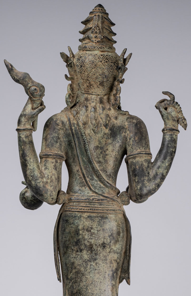 Estatua Shiva - Estatua de 4 brazos de estilo de bronce indonesio antiguo de estilo indonesio - 82 cm/33 "