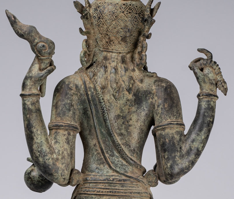 Estatua Shiva - Estatua de 4 brazos de estilo de bronce indonesio antiguo de estilo indonesio - 82 cm/33 "