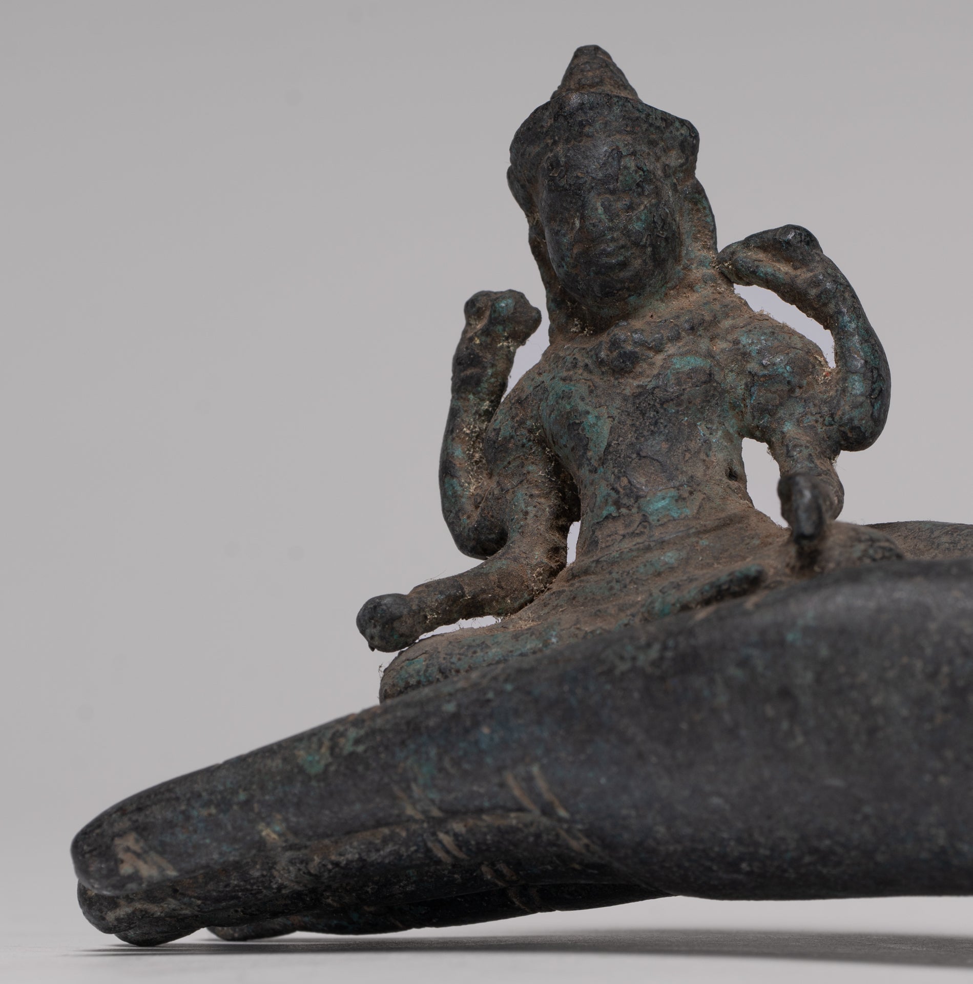 Freestanding Antique Khmer Style Bronze Angkor Wat Hand & Brahma - 15cm/6"