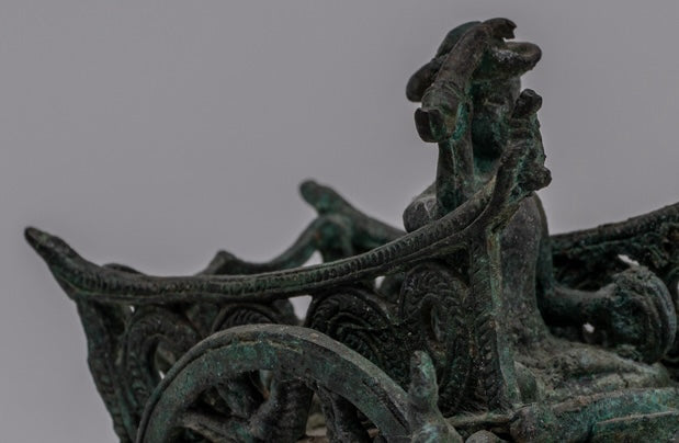 Ox Cart Statue - Antique Khmer Style Bronze Ox Cart Statue - 24cm/10"