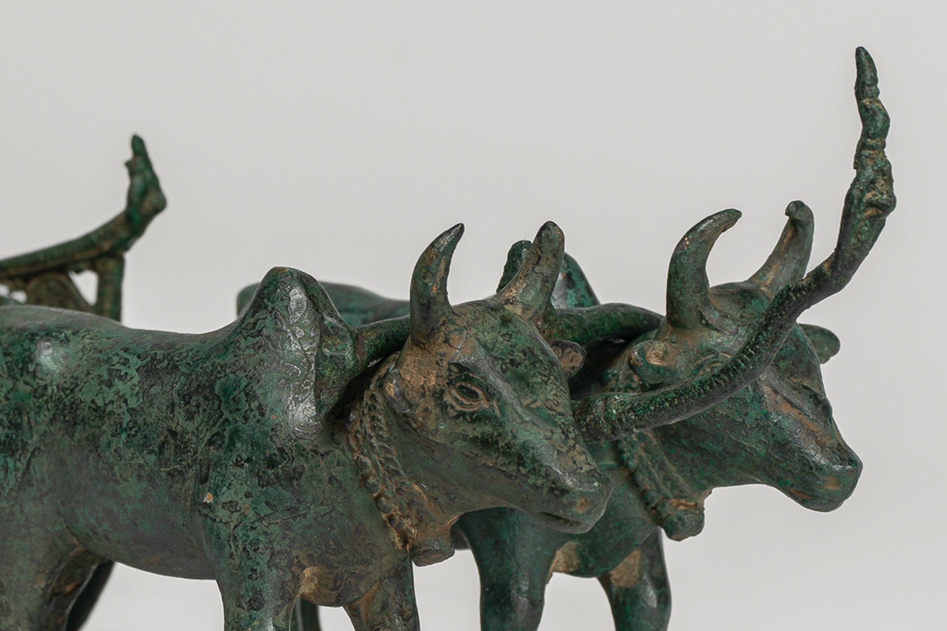 Ox Cart Statue - Antique Khmer Style Bronze Ox Cart Statue - 26cm/10"