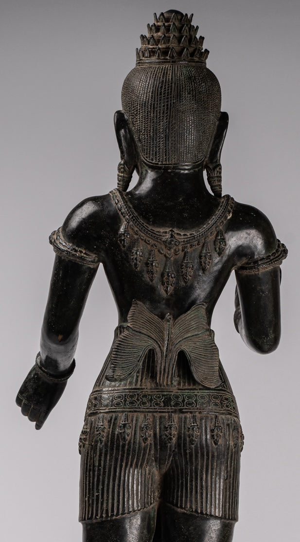 Vishnu Statue - Antique Pre Rup Style Bronze Standing Khmer Vishnu - 84cm / 34"