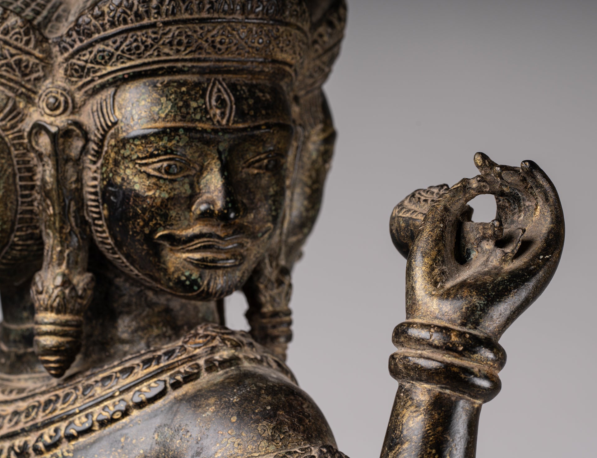 Brahma Statue - Antique Khmer Style Koh Ker Ker Bronze Brahma - Création de Dieu hindou - 94cm / 38 "