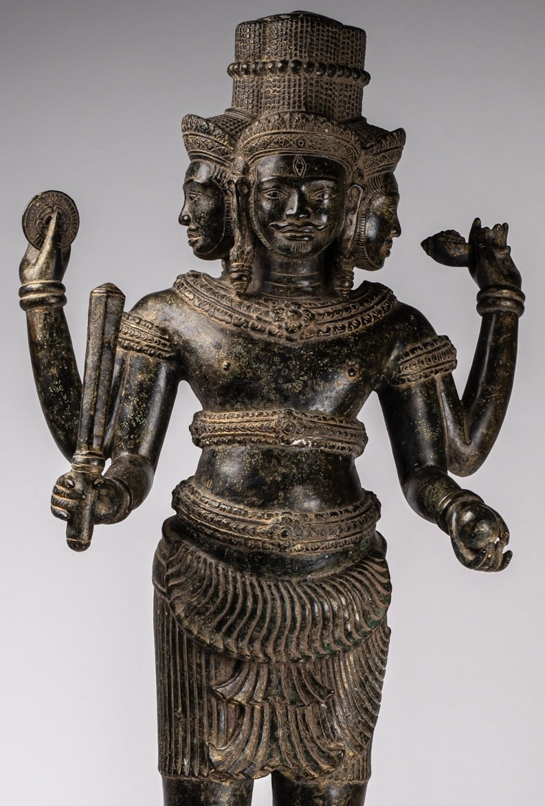 Brahma Statue - Antique Khmer Style Koh Ker Ker Bronze Brahma - Création de Dieu hindou - 94cm / 38 "