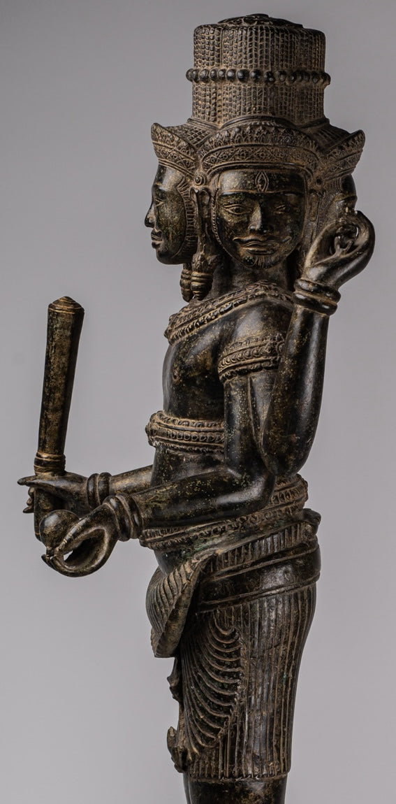 Brahma Statue - Antique Khmer Style Koh Ker Ker Bronze Brahma - Création de Dieu hindou - 94cm / 38 "