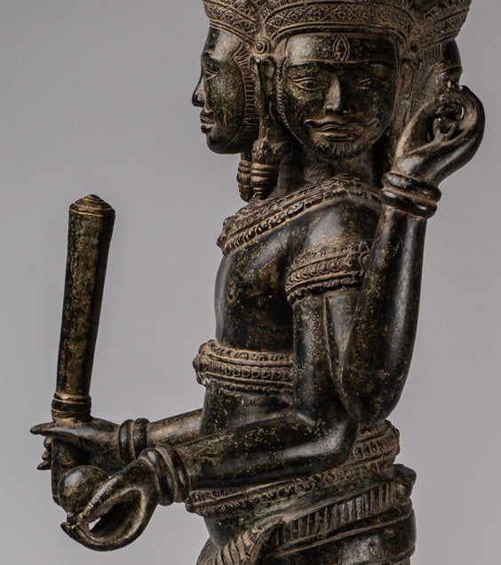 Brahma Statue - Antique Khmer Style Koh Ker Ker Bronze Brahma - Création de Dieu hindou - 94cm / 38 "