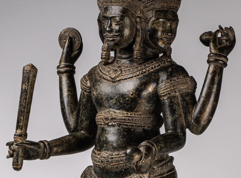 Brahma Statue - Antique Khmer Style Koh Ker Ker Bronze Brahma - Création de Dieu hindou - 94cm / 38 "