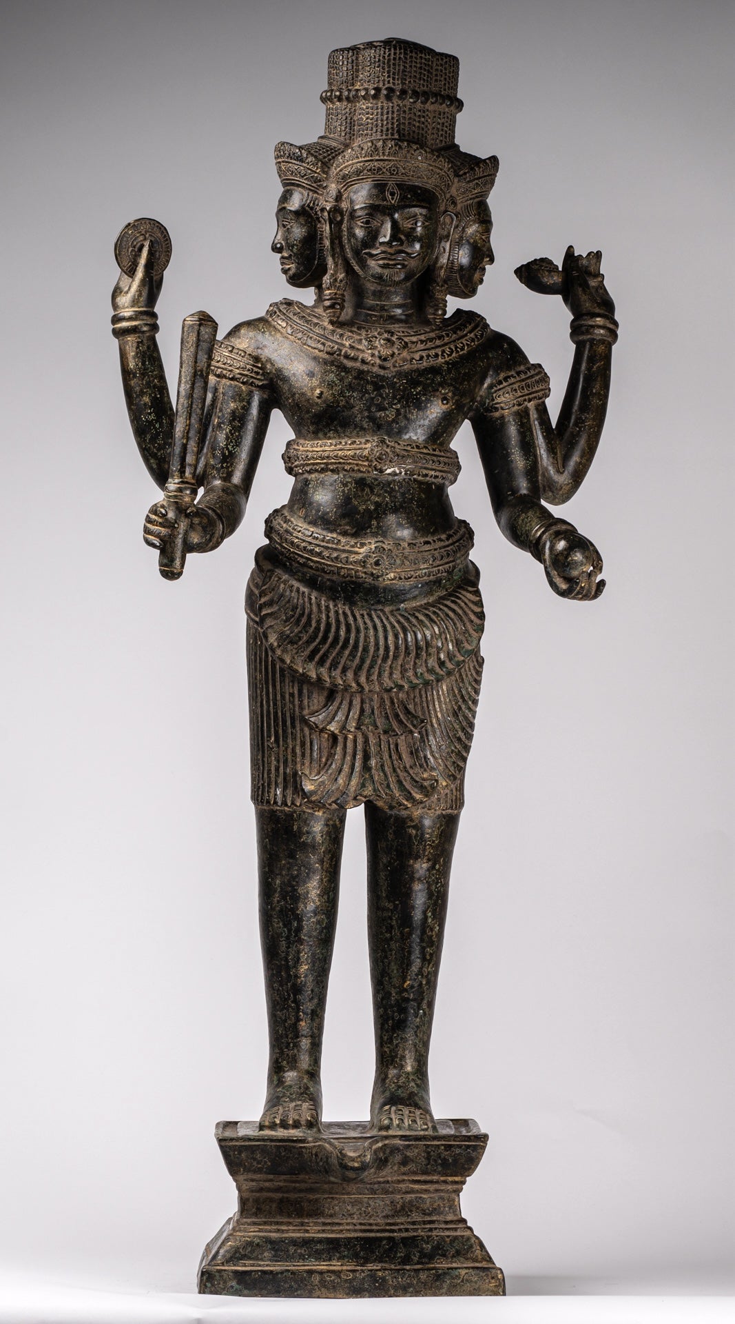 Brahma Statue - Antique Khmer Style Koh Ker Ker Bronze Brahma - Création de Dieu hindou - 94cm / 38 "