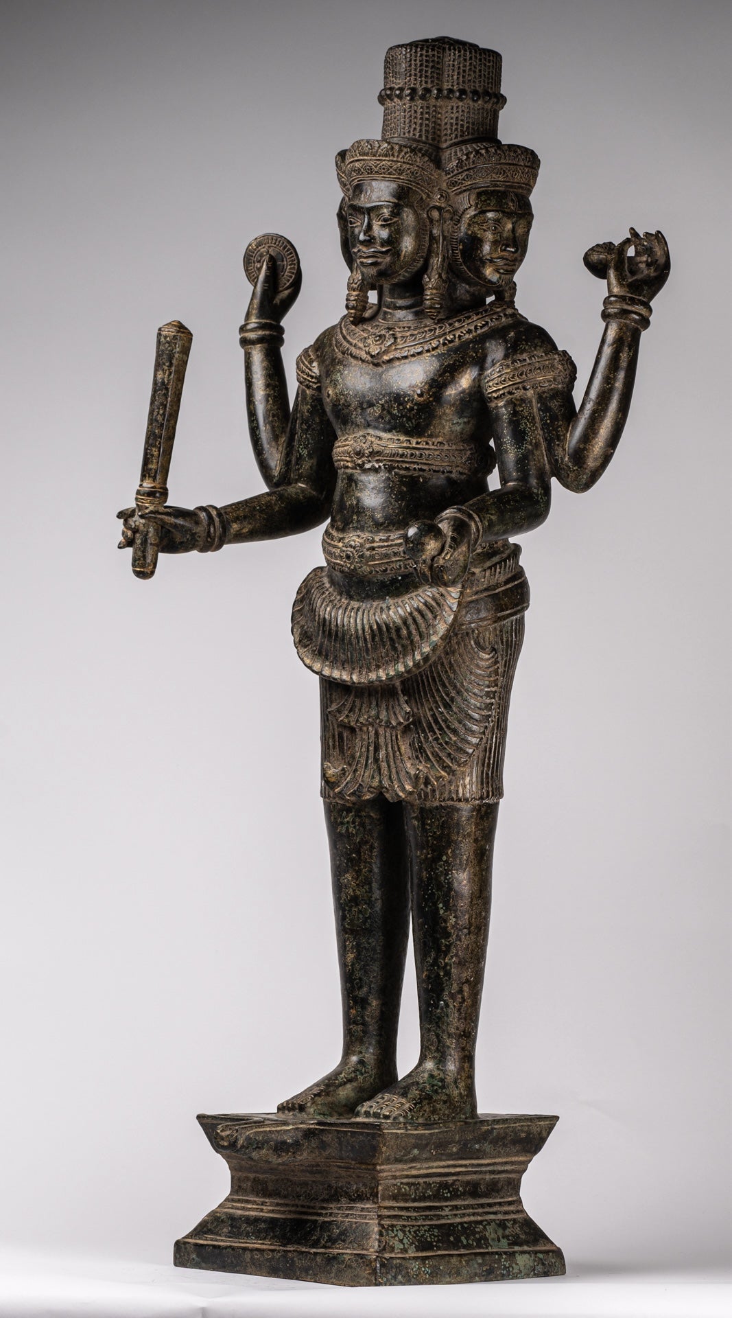 Brahma Statue - Antique Khmer Style Koh Ker Ker Bronze Brahma - Création de Dieu hindou - 94cm / 38 "