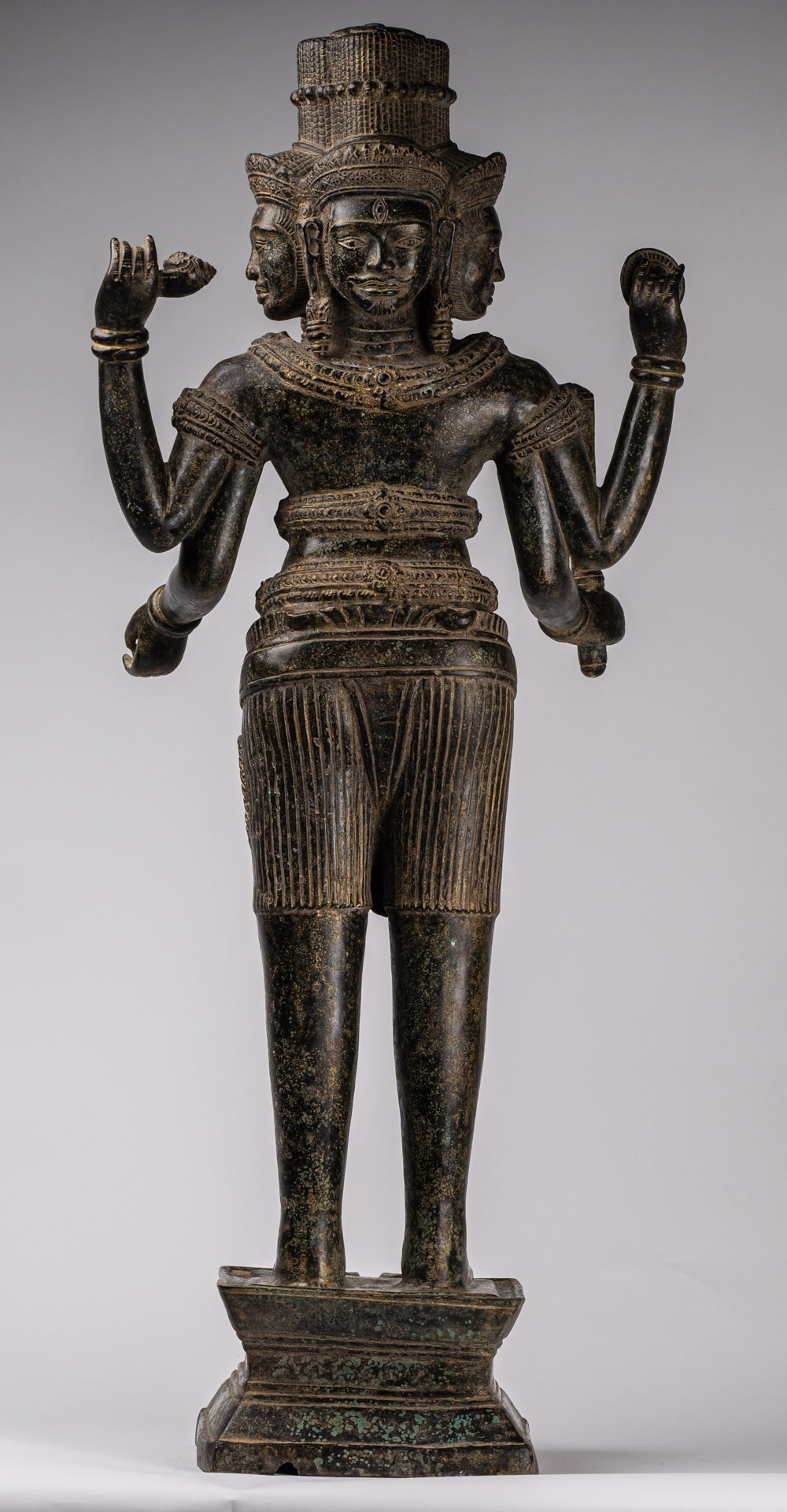 Statua Brahma - Antique Khmer Style Koh Ker in piedi Bronzo Brahma - Creazione di Dio indù - 94 cm/38 "