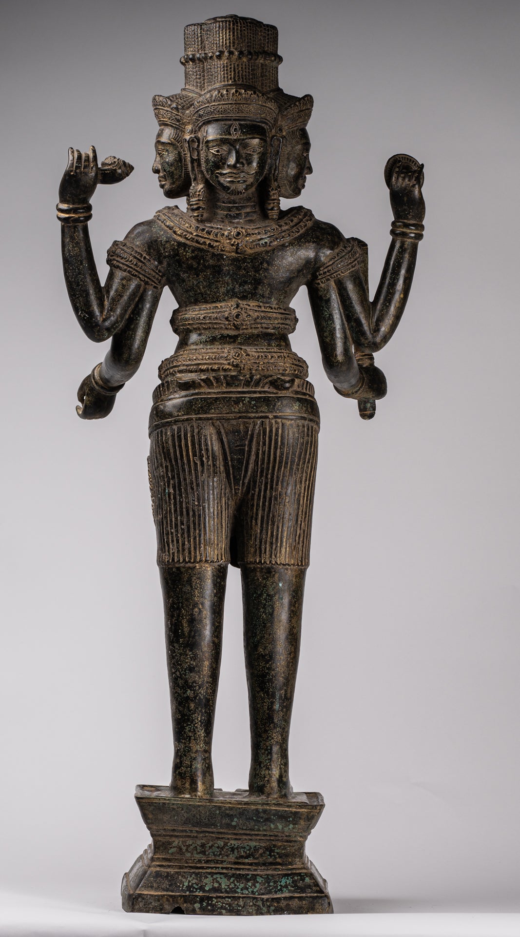 Brahma Statue - Antique Khmer Style Koh Ker Ker Bronze Brahma - Création de Dieu hindou - 94cm / 38 "